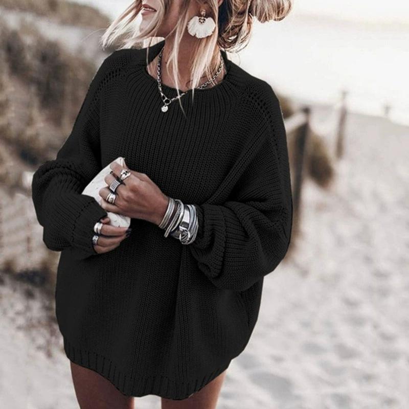 New Batwing Sleeve Sweater Asian Fashion Knitted Cable Loose Large Size Sweater for Women