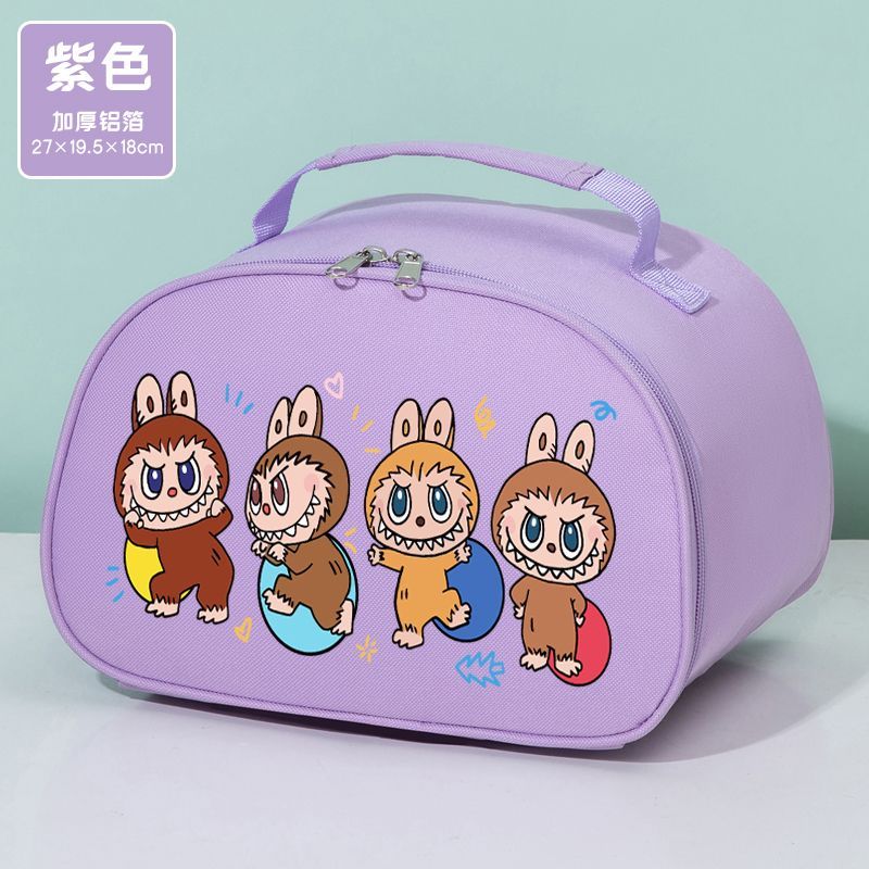 Labubu Thickened Aluminum Foil Bento Bag Student Lunch Box Bag Large-capacity Hand-held Insulated Bag