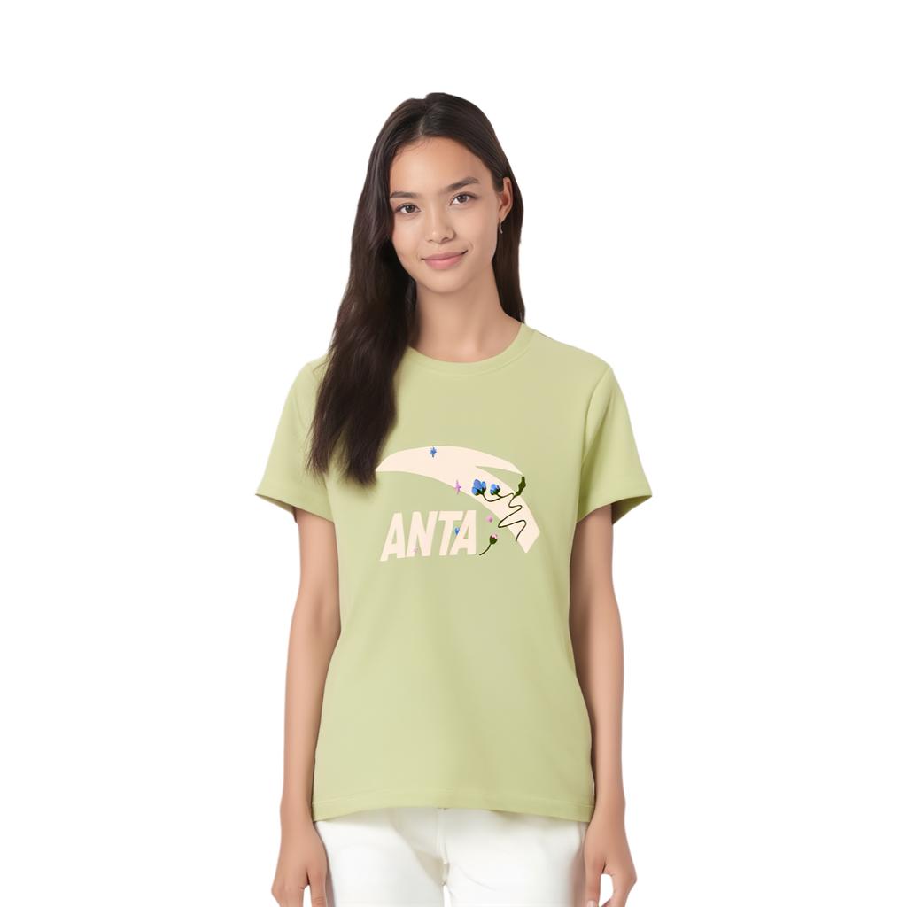 Anta Casual Fashion Sports Versatile Campus Commuting Running Yoga Feather Tennis Training Simple Comfortable Knitted Short Sleeve T-Shirt 962628115-5