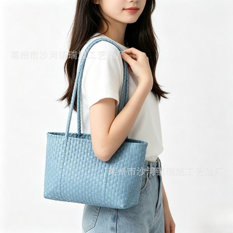 New woven tote bag women's large-capacity shoulder handbag commuter vacation versatile fashion simple bag