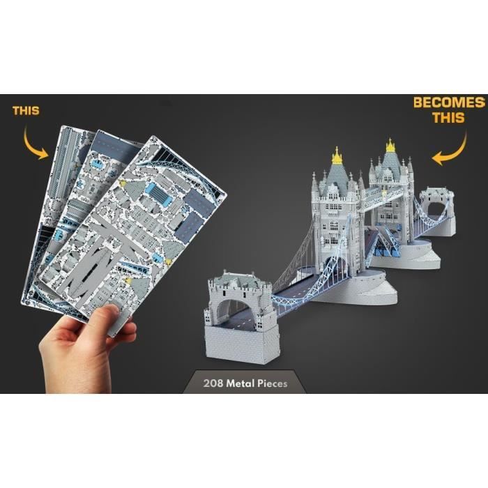 Puzzle 3D en métal - Fascinations - London Tower Bridge - 3 feuilles - Difficile - 14 ans et plus