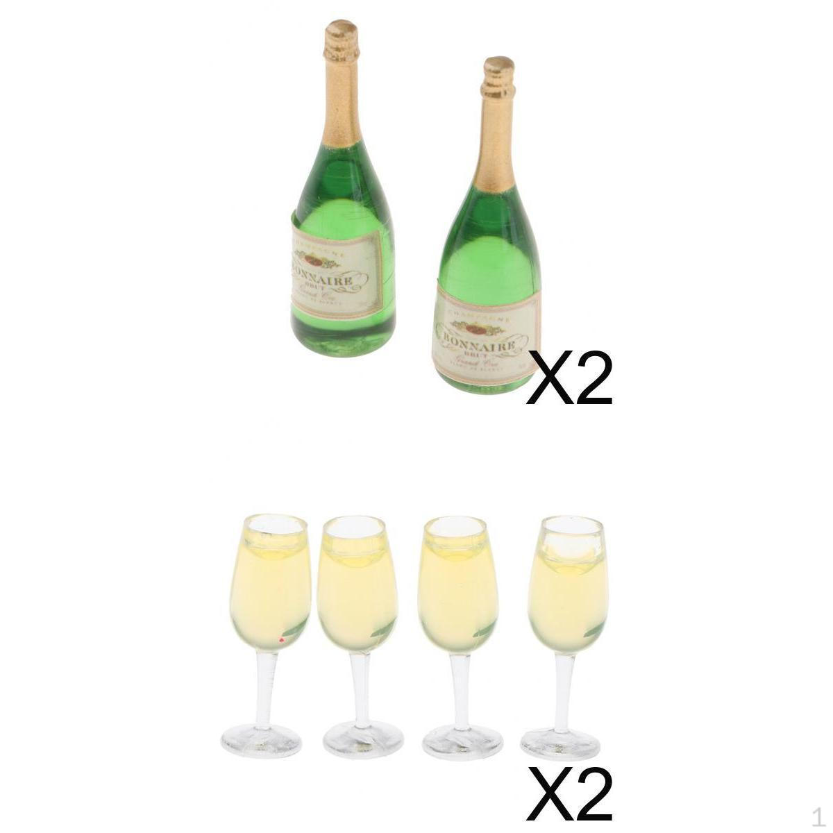 

1/12 Кукольный домик Бутылки шампанского Бокал для вина и Бокал для вина Кубок Сцена из жизни паба Игрушки