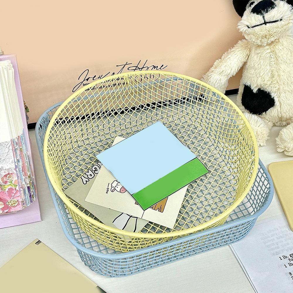 Minimalist Iron Desktop Storage Basket Sundries Organizer Metal Multi-functional Office Supplies Stationery Storage Baskets