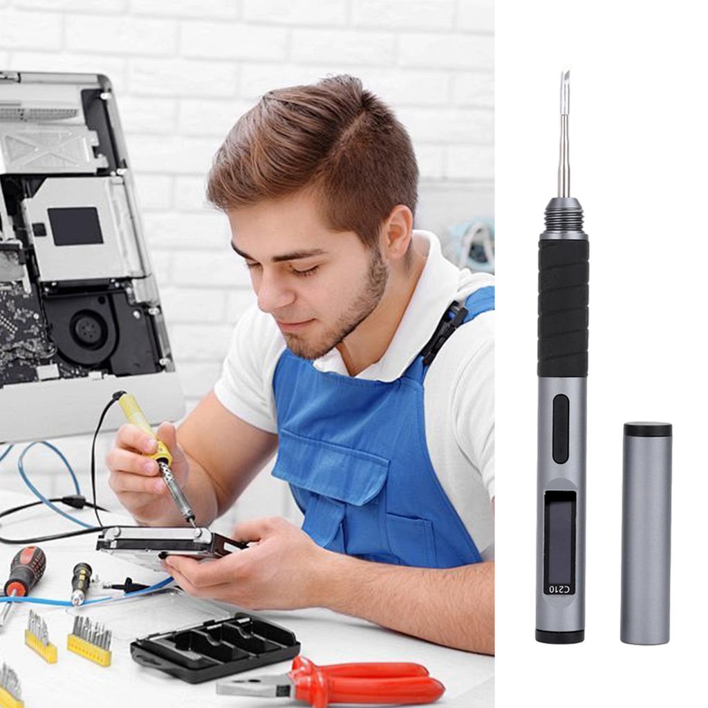 Portable Compact Soldering Iron Pen 100W Aluminum Alloy High Power Digital Display For Mobile Welding Tasks Circuit Board Work