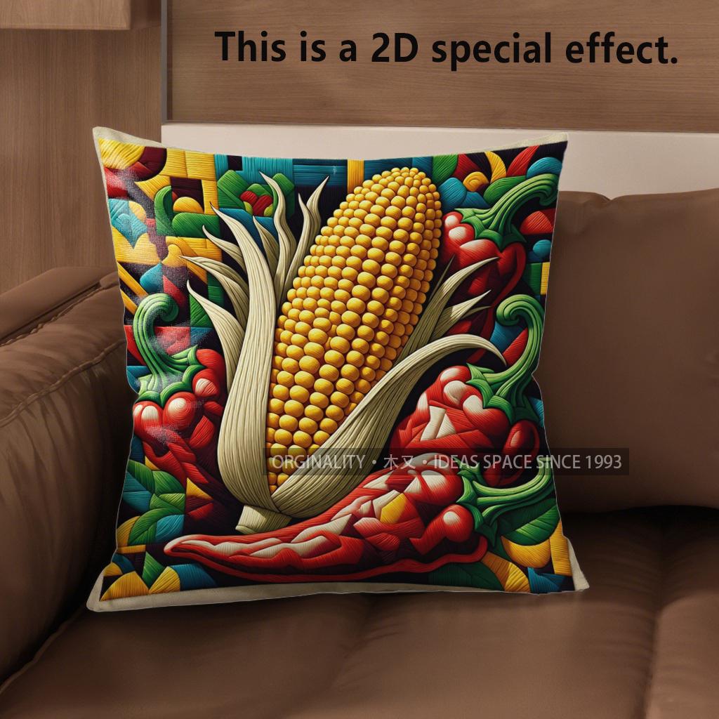 

2D Southwestern Chili Corn Taco Throw Pillow Covers Pattern Cushion Cover Suitable For Sofa Bedroom Car Pillow Cover 40x40cm