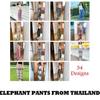 Elephant Pants Women Men Unisex Premium Japanese Silk Print Thailand Casual Streetwear Beach  Bohemian Retro Vintage Adjustable Rope Loose Legs