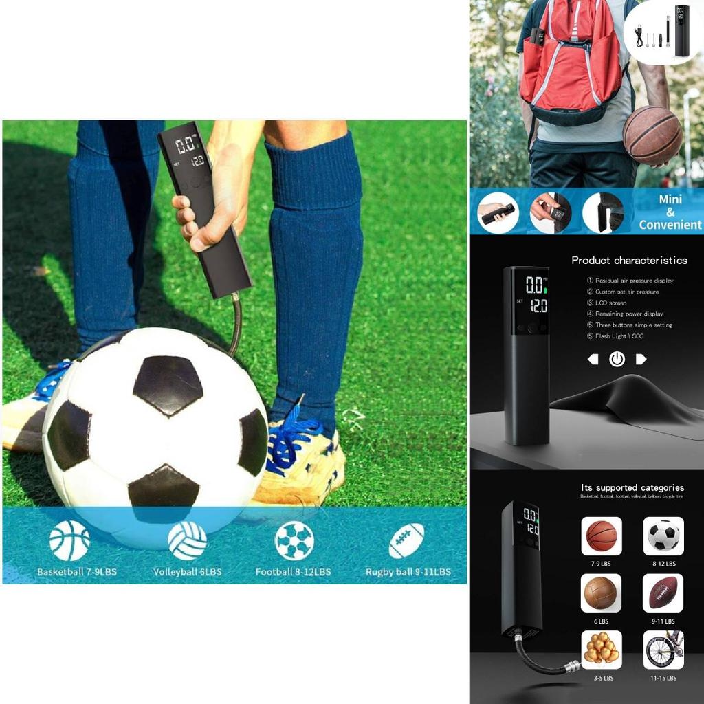 Portable Mini Car Air Pump For Wireless Tire Inflation With Built-in Led Light And Usb Charging