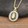 Nidin New Fashion Religious Style Pave Shiny Crystal Zircon Charm Pendant Necklace For Women Daily Party Wholesale Accessories
