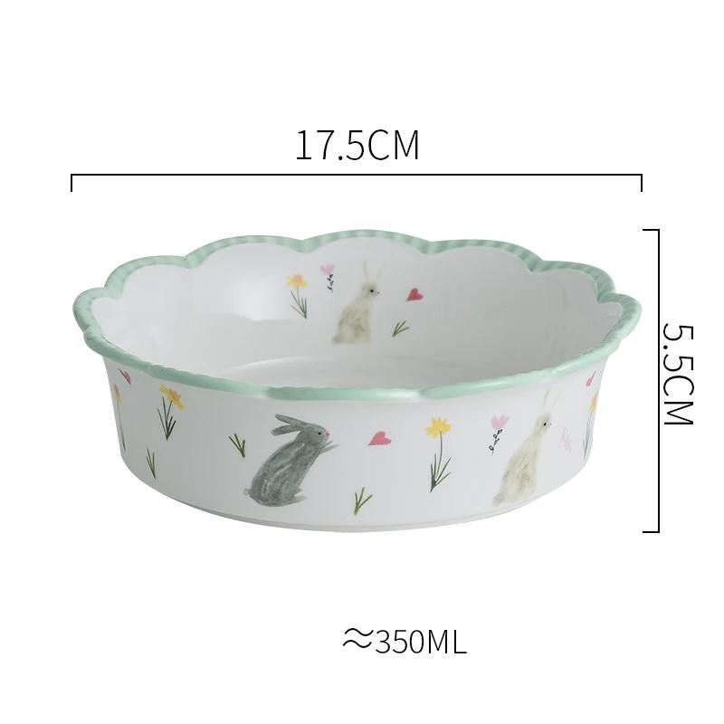 Ensemble d'assiettes et de bols en céramique dentelle européenne Ins Créatif Mignon Restaurant Hôtel Bol à salade Bols à soupe Assiettes à dîner Vaisselle de table pour la maison