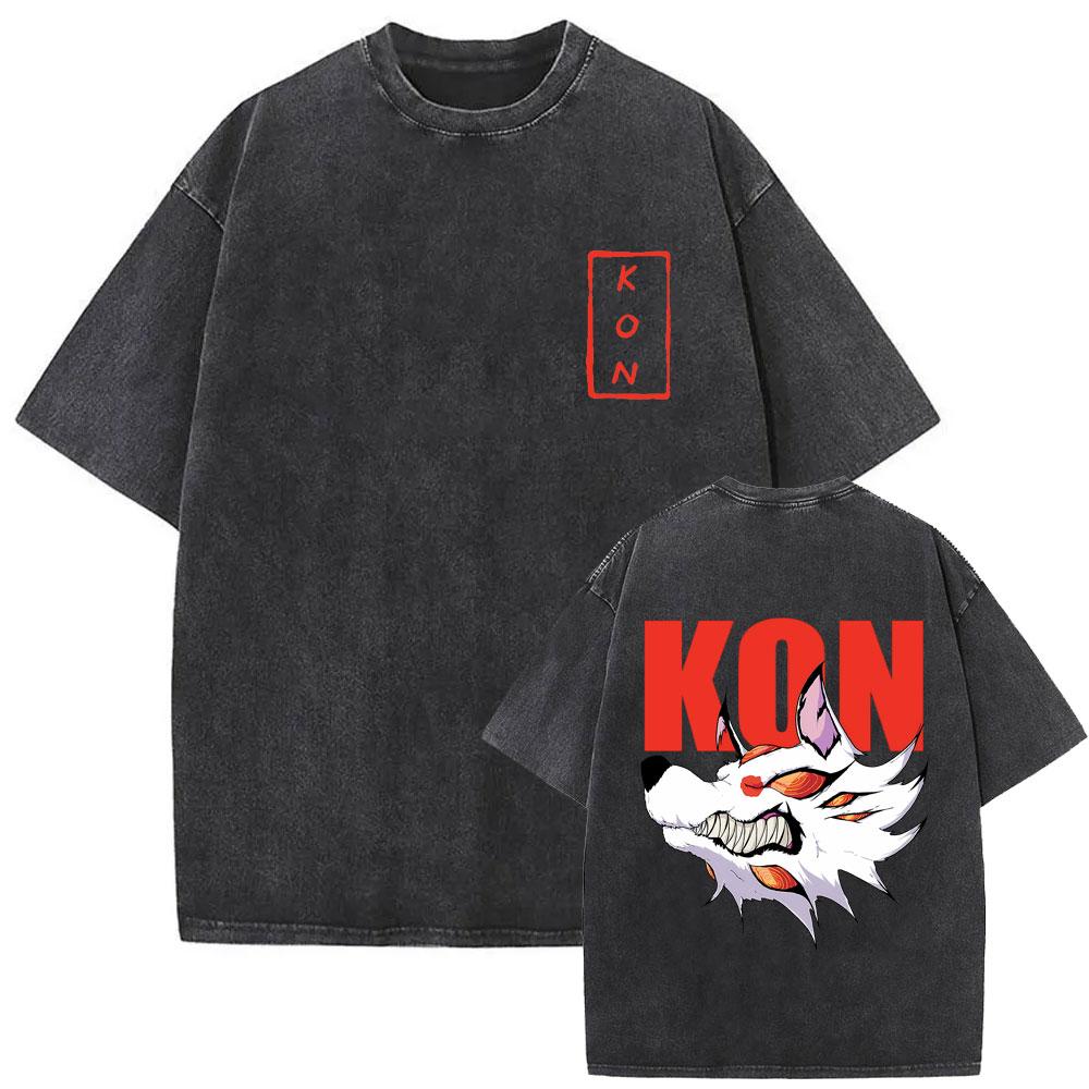Anime Chainsaw Man Vintage Washed T-shirt Hayakawa Aki Summon Kon Fox Devil Graphic T Shirts Men Women Casual T-shirts