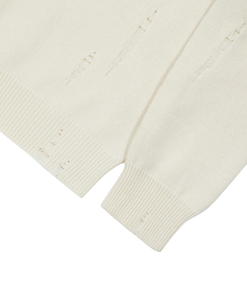 ULKIN [Runway] Damaged Round Neck Knit_Oatmeal