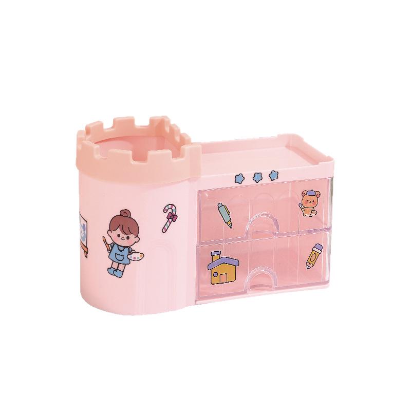 New Girly Drawer-Type Desk Organizer: Dustproof Storage for Stationery and Cosmetics