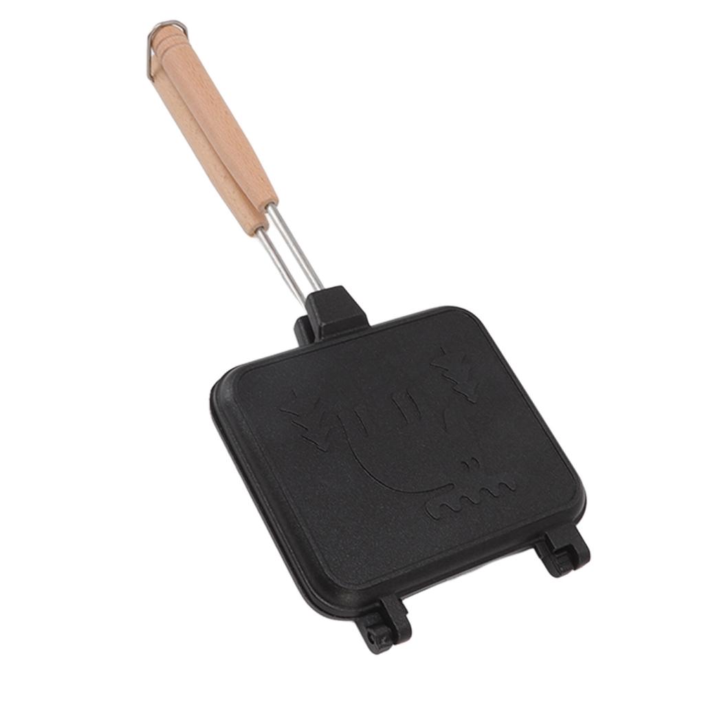 Sandwich Frying Pan Double Sided Stick Proof Breakfast Flip Pan with Detachable Handle for Steak