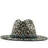 New Autumn and Winter New Woolen Hat Women's Cm Flat-brimmed Gentleman's Leopard Print Jazz Hat