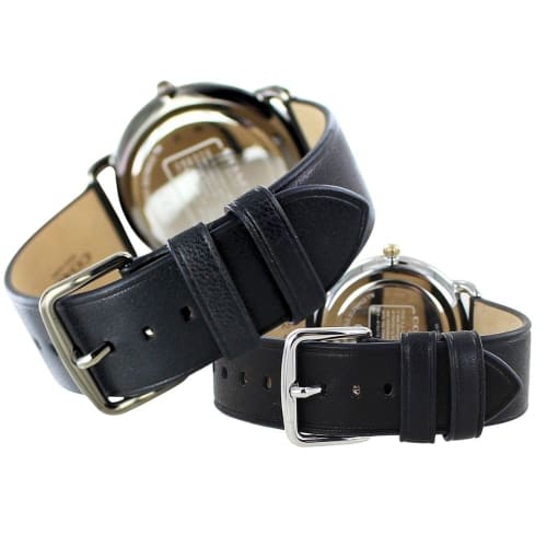 Coach Elliott Slim Pair Watch for Men and Women, Thin Leather Strap, Black, 1460271914504198