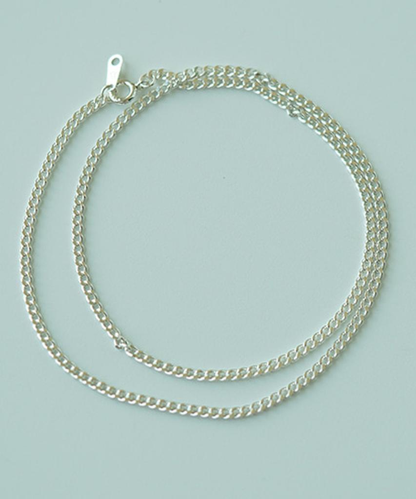 Alleun Silver 925 Curved Chain Necklace Bold Layered