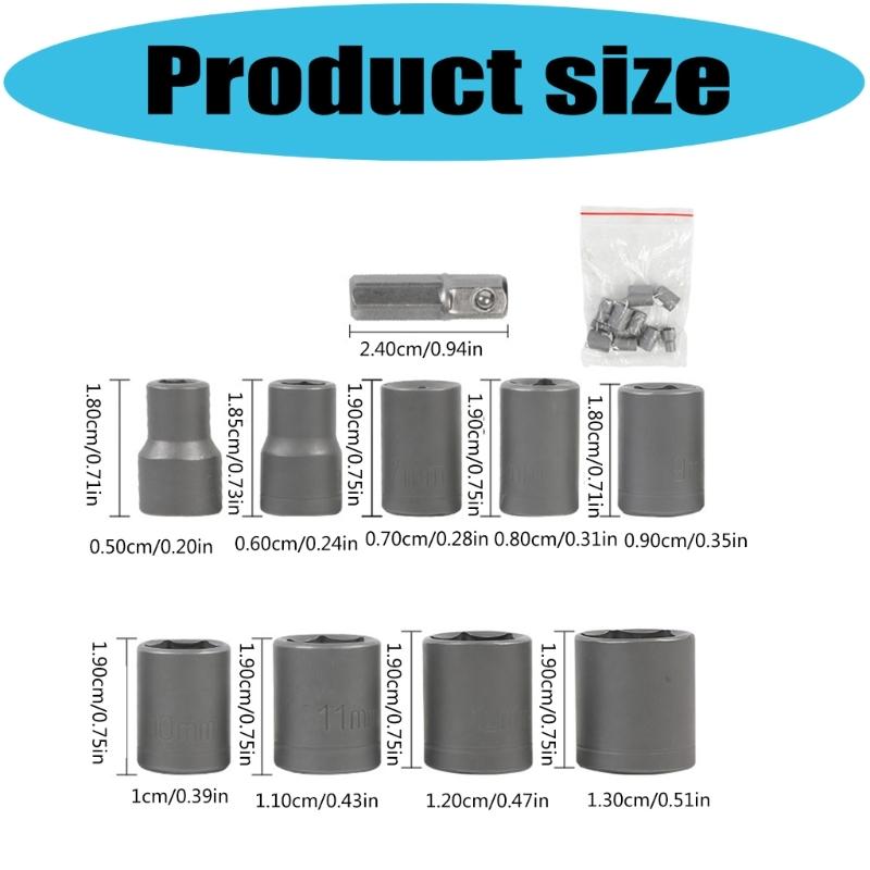 10Pc Quick Install Socket Adapter Set Durability Construction Broad Compatibility for Efficient Work In Various Application