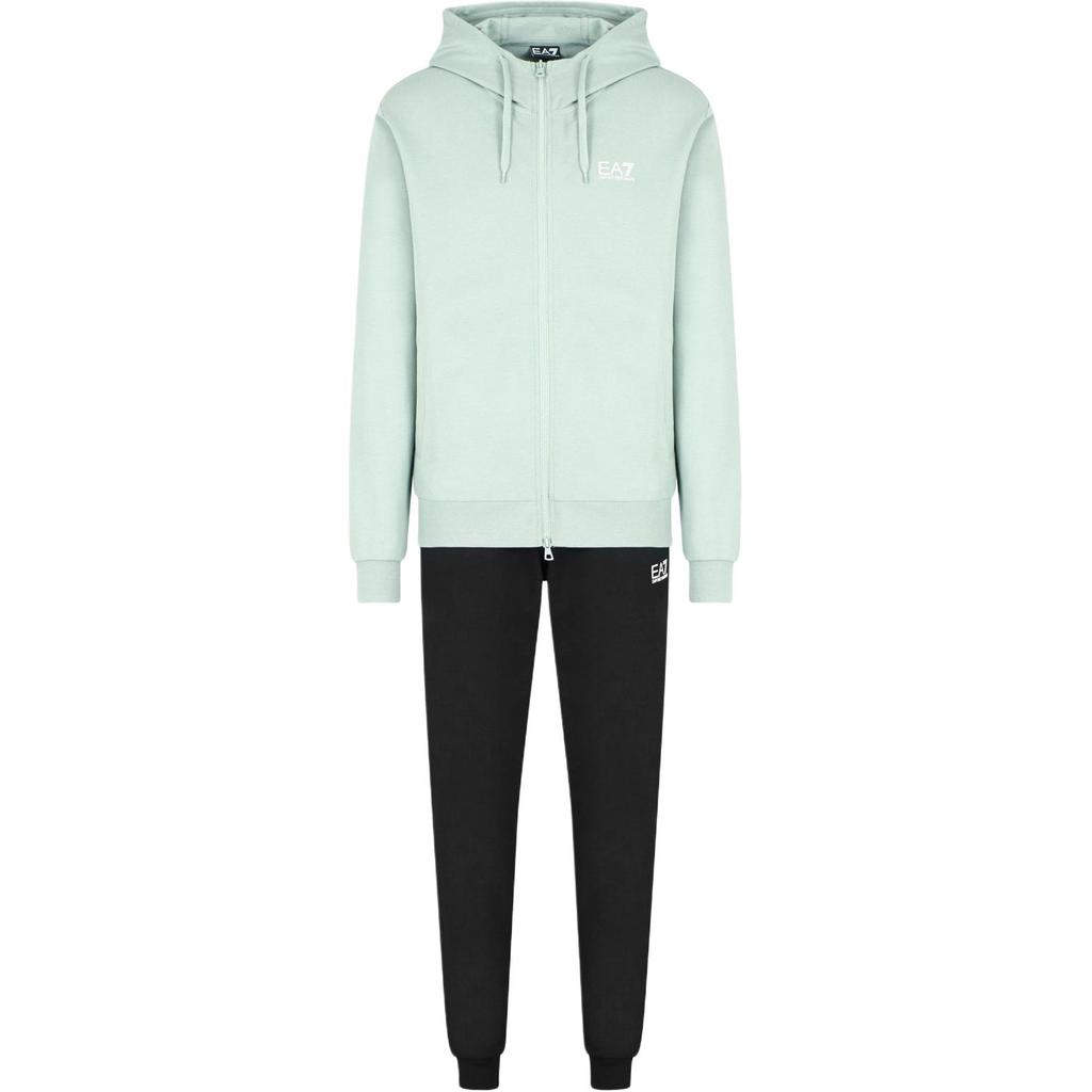 Emporio Armani EA7 Logo Print Zip Cotton Sports Hoodie Set Men hoodies Green 8NPV63-PJVRZ-M7003