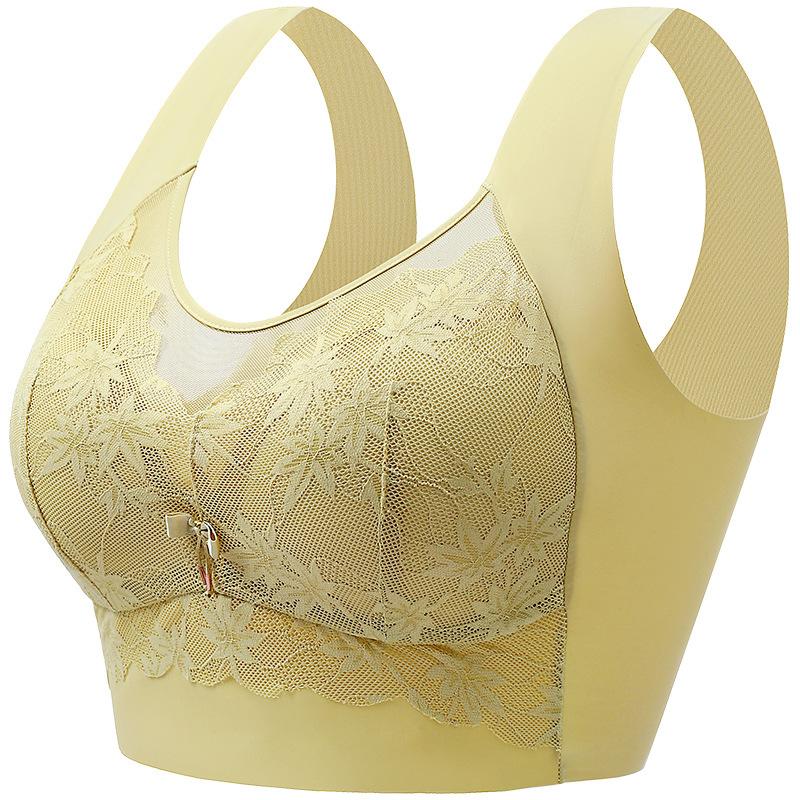

Весна и лето, большое кружевное бесшовное белье для женщин, тонкий фиксированный цельный бюстгальтер с красивой спинкой для женщин 4XL жёлтый