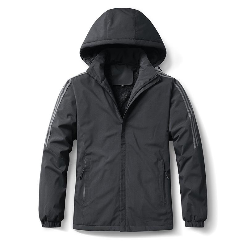 

2025 autumn and winter men s casual velvet thickened warm cotton-padded clothes outdoor casual windproof warm jacket top L сірий колір