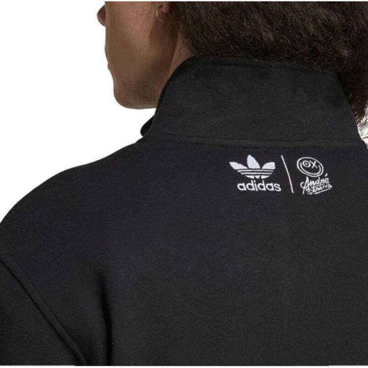 Adidas Originals X Mr.A Collaboration Graffiti Print Half-Zip Sweatshirt Men Sweatshirt Black IA6396