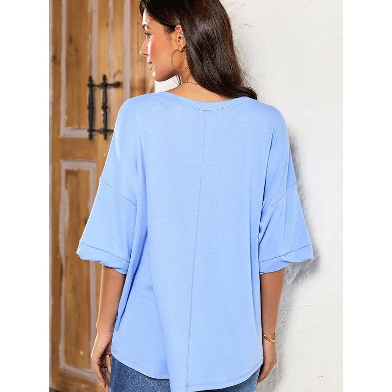 US Shiying Simple and Versatile V-neck Short sleeve T-shirt Women 2025 Summer New Solid Loose Pullover Women