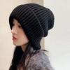 Winter Hat for Women Solid Color Stripe Knit Beanies Loose Elastic Heap Heap Cap Warm Thicken Bonnet Fashion Woolen Pullover Cap Outdoor Knitted Cap