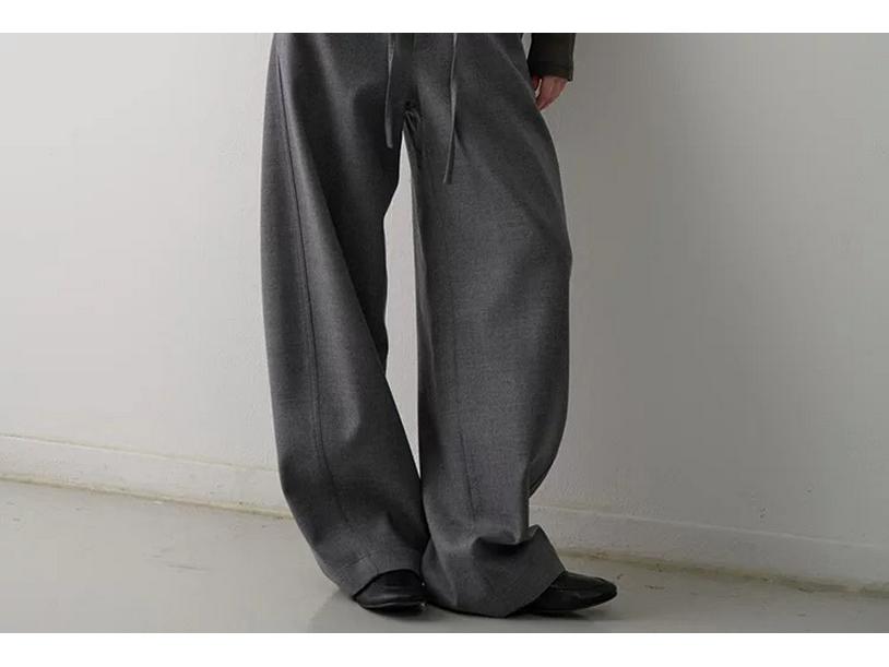 Sister Teng Autumn/Winter High-Waist Wide-Leg Pants - Lazy Style Casual Curved Fit for Women