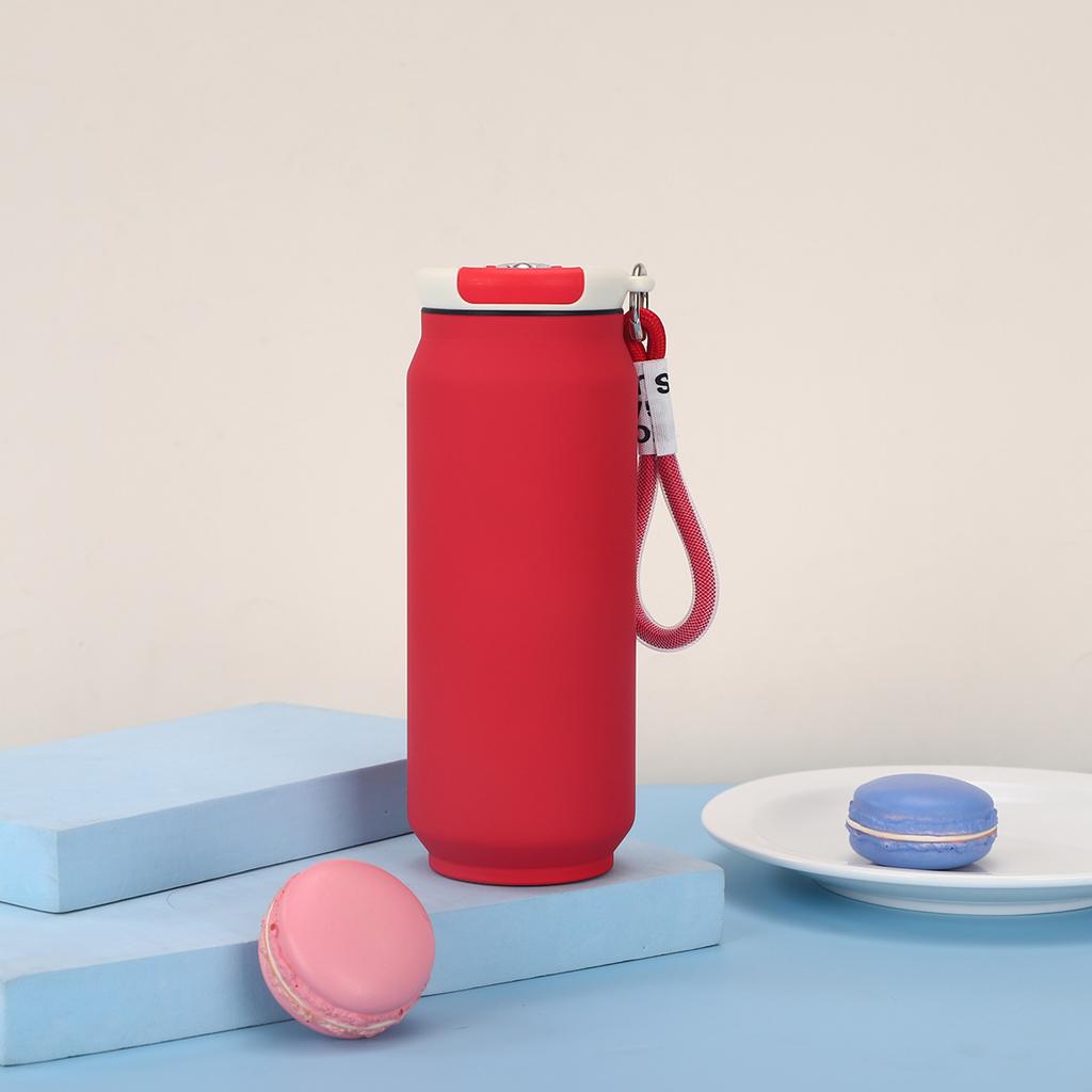 500ml Matte 304 Stainless Steel Water Bottle, Insulated Can-Style Flask with Carry Lanyard for Outdoor