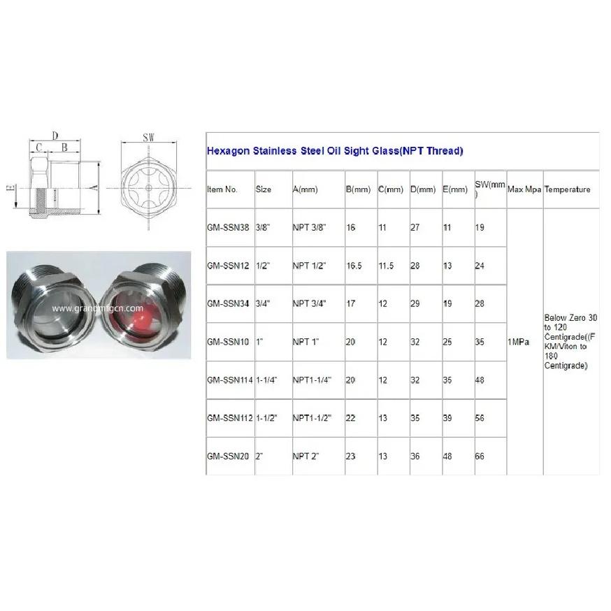 1-1/4"-11.5 NPT 304 Stainless Steel Oil Sight Glass,Viewports,Level Window For Air Compressor Gearbox Vacuum Pump