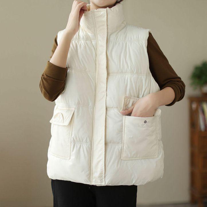 Imitation down cotton clothes vest autumn and winter new Korean version loose vest vest vest warm outside wearing vest jacket women