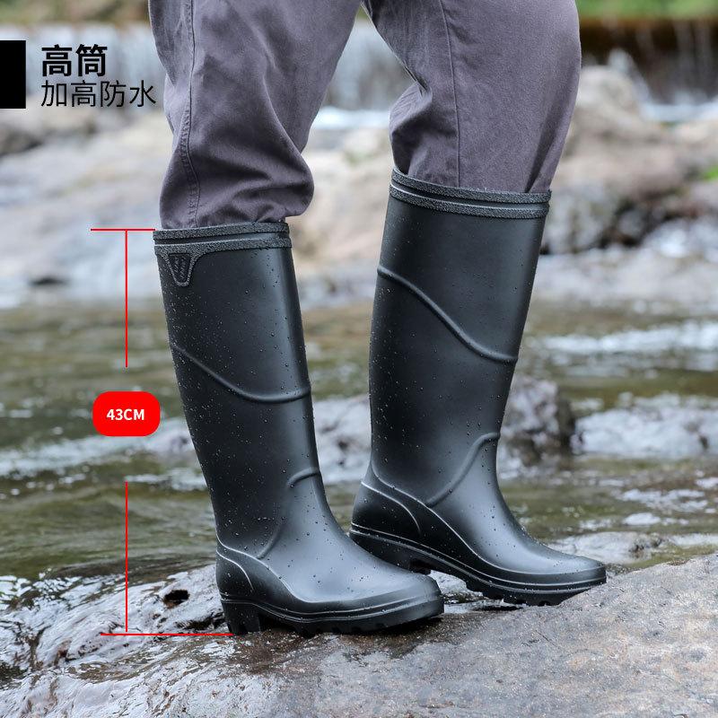 New Men's Long Tube Rain Boots Non-slip Mens Rubber Rainboots High Quality Waterproof Men Water Shoes Male Knee-High Rain Shoes