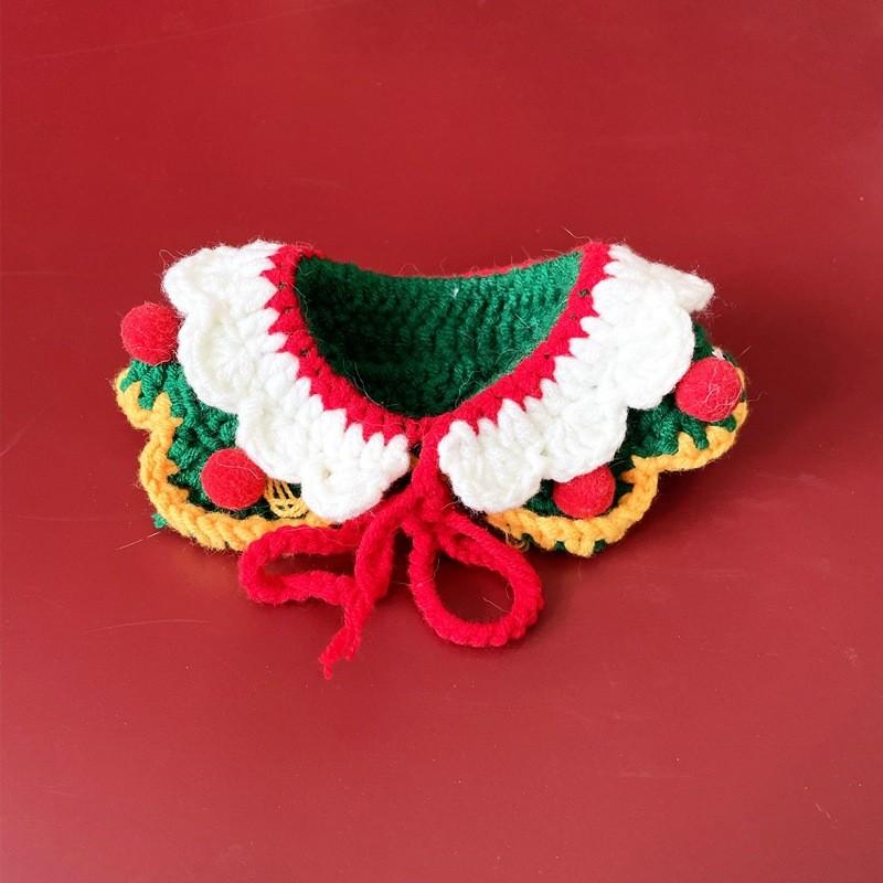 Dog Cat Collar Christmas Pet Knitted Scarf Necklace Bib Party Dress Up Gift