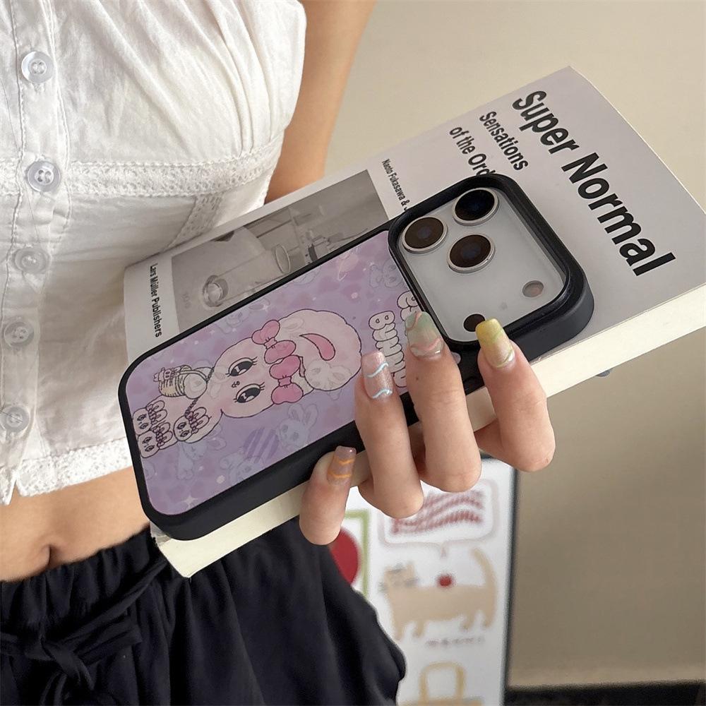 Pink Rabbit Cartoon Phone Case for iPhone 16/17 Air/13 Pro Max/12 - Magnetic, Cute Design