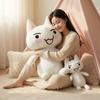 Inoue Toro Stuffed Cat Cushion With Short Plush Material For Bed And Sofa Use