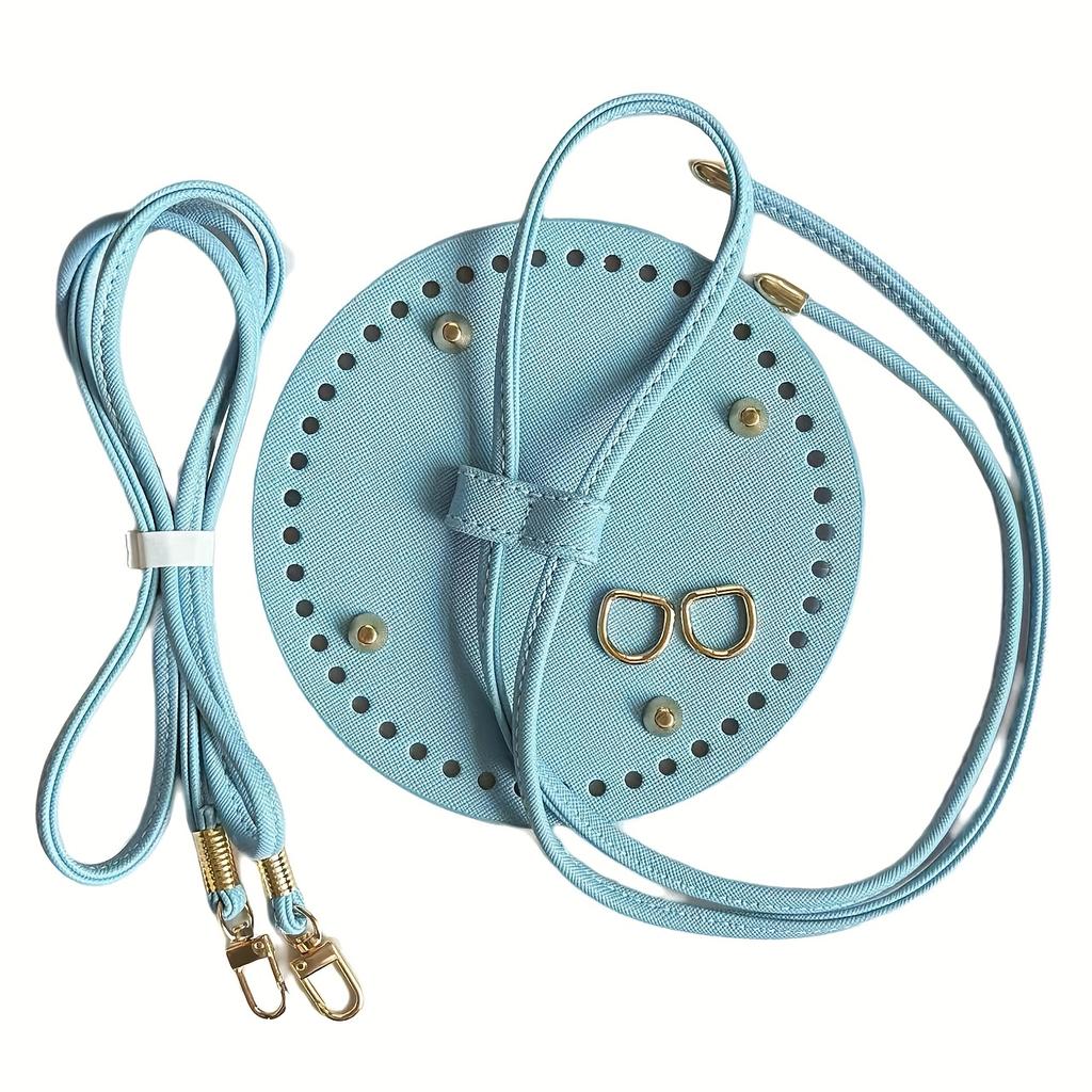 3Pcs DIY crochet dumpling bag accessory set - adjustable shoulder strap, zipper, and durable faux leather base