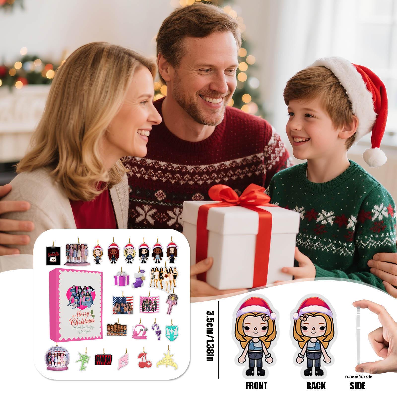 

Різдвяний адвент-календар, 24-денний адвент-календар, святкова колекція зворотного відліку, коробка-підвіска, підходить для різдвяних подарунків-сюрпризів One Size