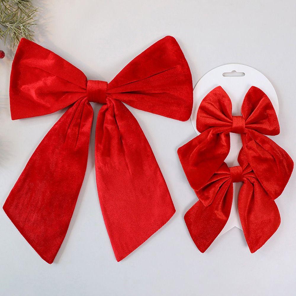 1/2PCS Red Christmas Decorative Bowknot Flannel Big Size Xmas Tree Hanging Bowknot Showwindow Ornament DIY Accessories
