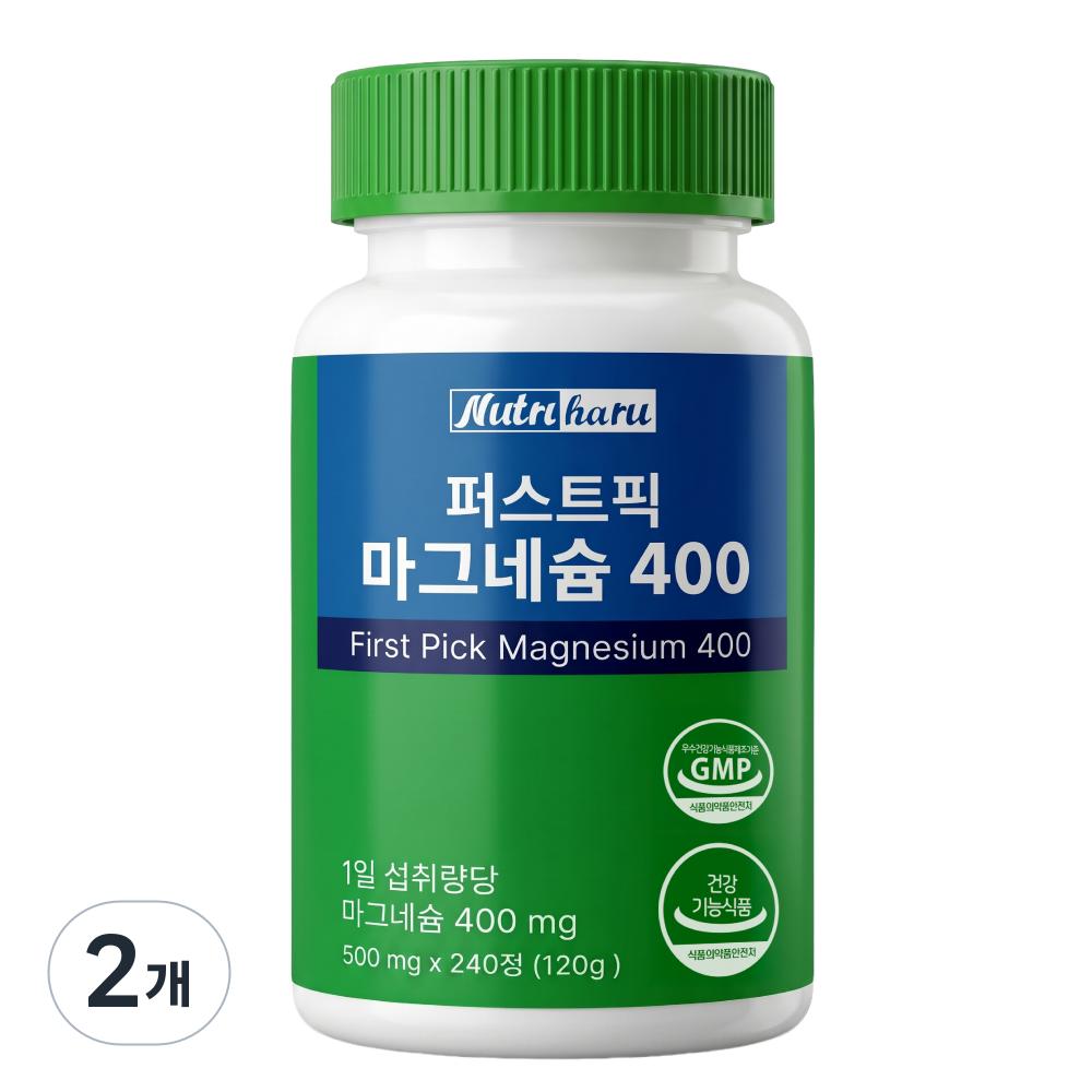 NutriHaru First Pick Daily Magnesium 400 Supplement, KFDA Certified, 2 pcs, 240 Tablets