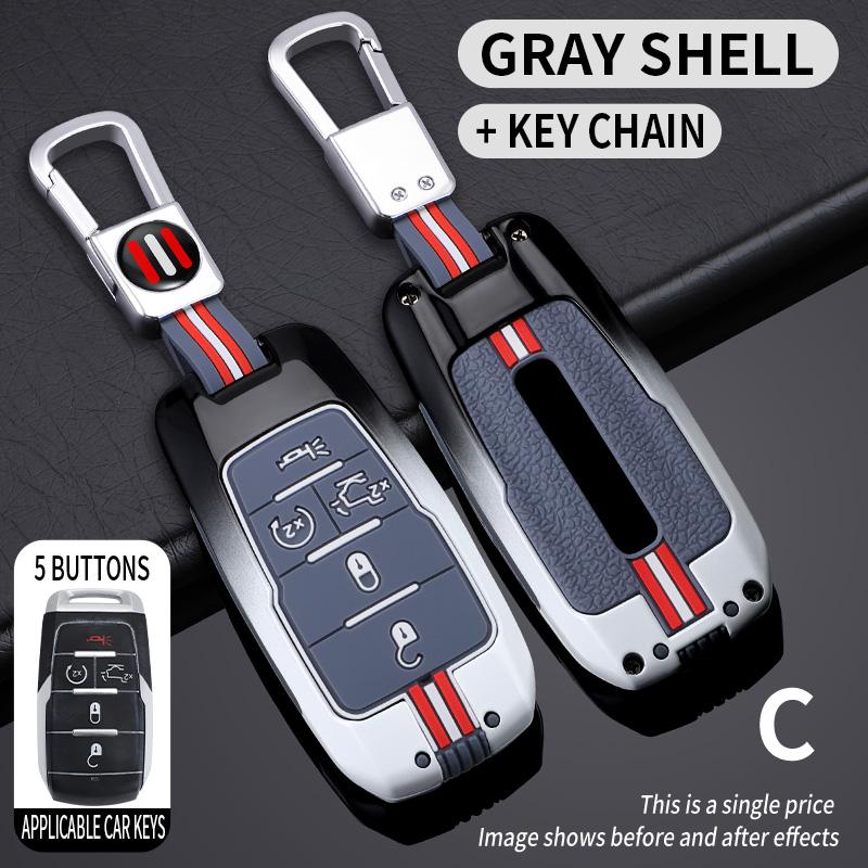Zinc Alloy Car Key Case Remote Fobs Cover for Dodge RAM 1500 2500 3500 4500 5500 Pickup 2019 2020 2021 2022 Keychain Accessories