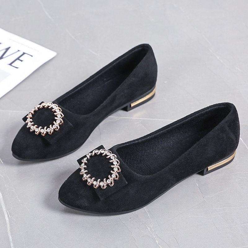 Ladies Pumps Office Pointed Toe Low Heel Elegant Rhinestone Women's Shoes Wholesale 39 Non Slip Vacation Chic on Footwear Casual