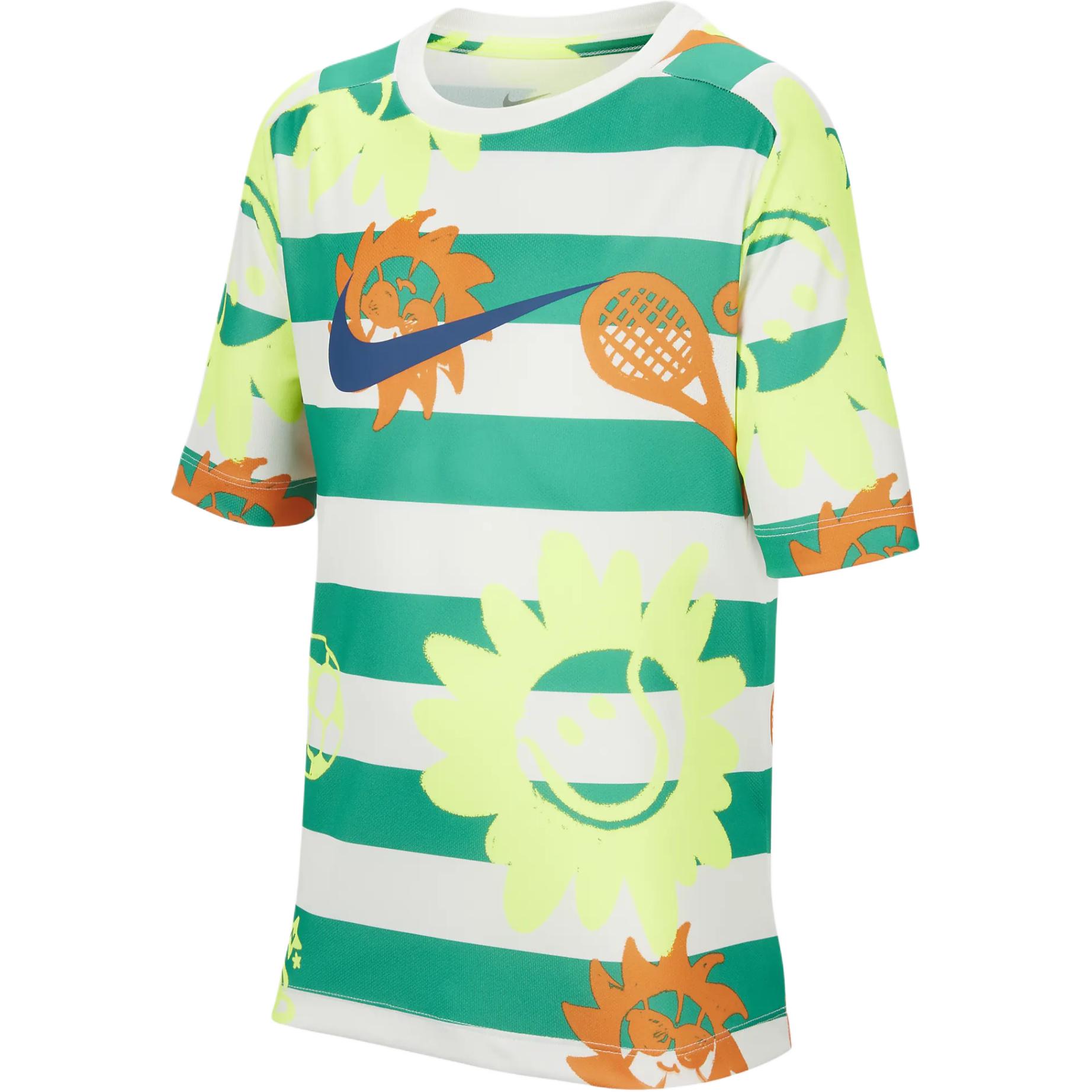 

Nike Cartoon Striped Quick-Dry Breathable Short Sleeve T-Shirt Kids Tops Stadium-Green Sail HM4639324 L