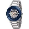 Stile Blue Stainless Steel Gents Skeleton Automatic Watch R8823142004