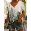 Women's Casual Short Sleeved T-shirt - High Stretch Geometric Print Round Neck Summer Top
