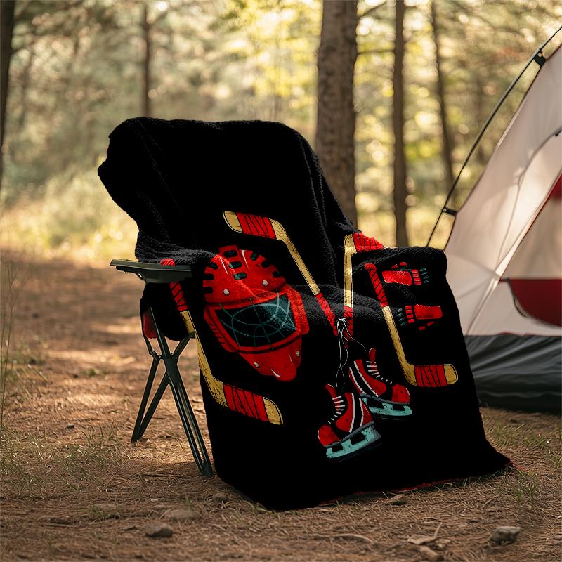 Ice Hockey Theme Printed Blanket - Perfect for Couch, Bed, Travel & Outdoor Use | Machine Washable, Cozy & Durable.