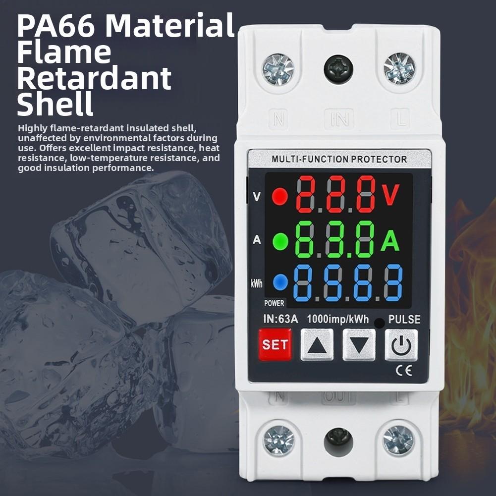 Energy Meter with Adjustable Settings for Home Use Over Under Voltage Protection and Precise Power Measurement