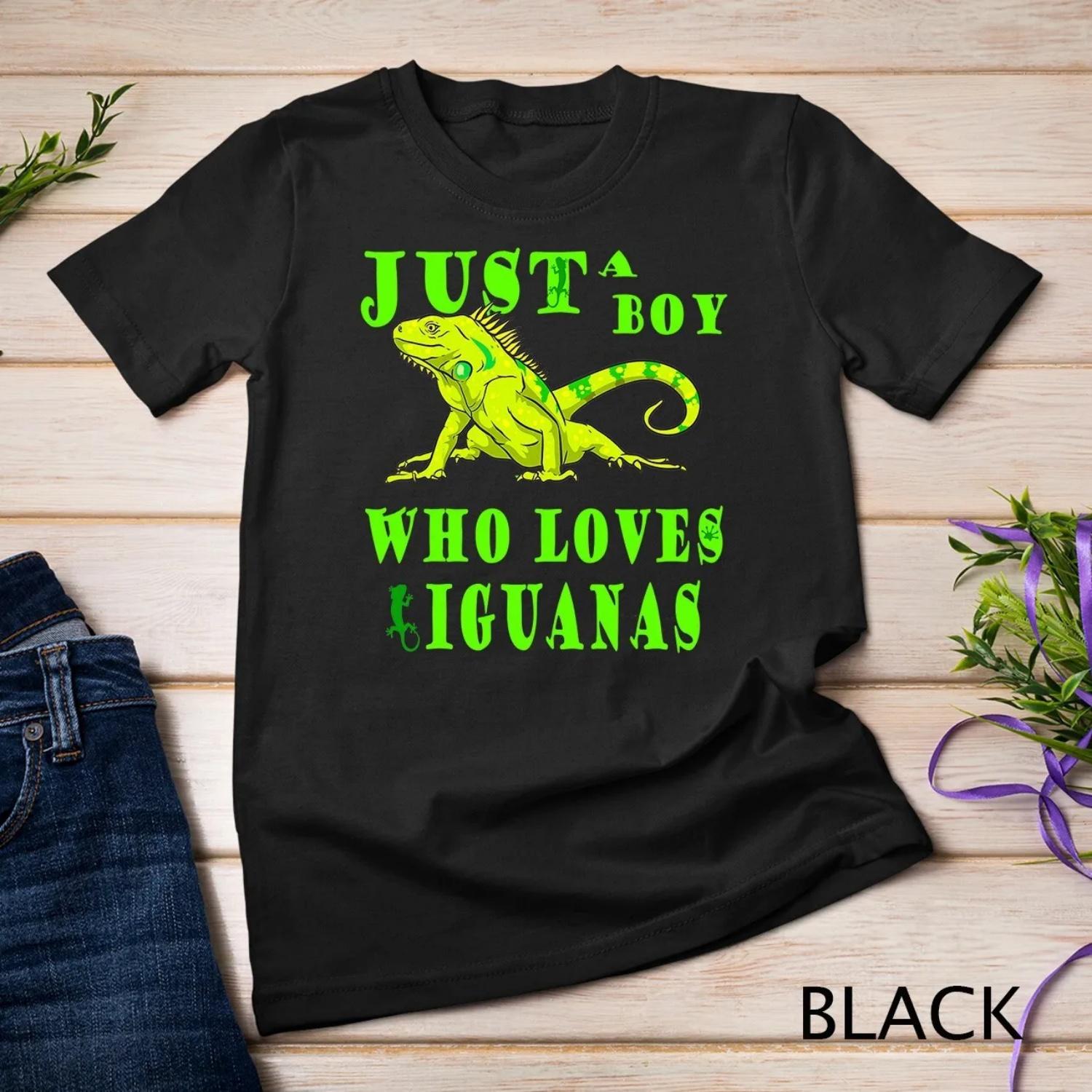 

Kids Just A Boy Who Loves Iguanas Reptile Cartoon Art T shirt S