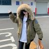 Big fur collar down cotton clothes women's short loose thickened large pocket tooling hooded jacket tide