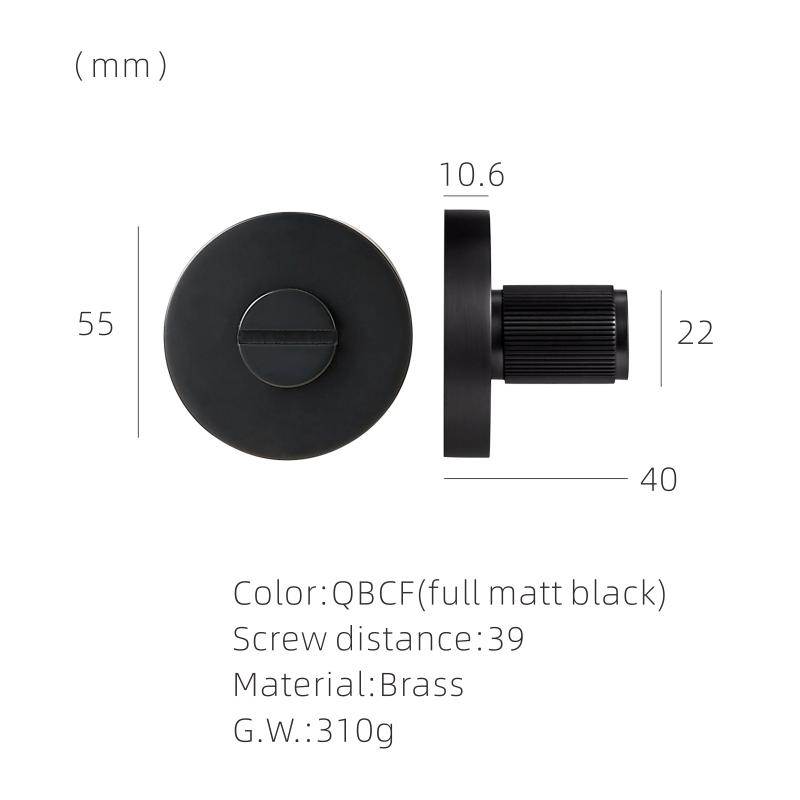 DOOROOM Brass Door Lock Key Escutcheon Plates Knurled Striped Thumbturn for Inside Door Room Bathroom Thumb Turn