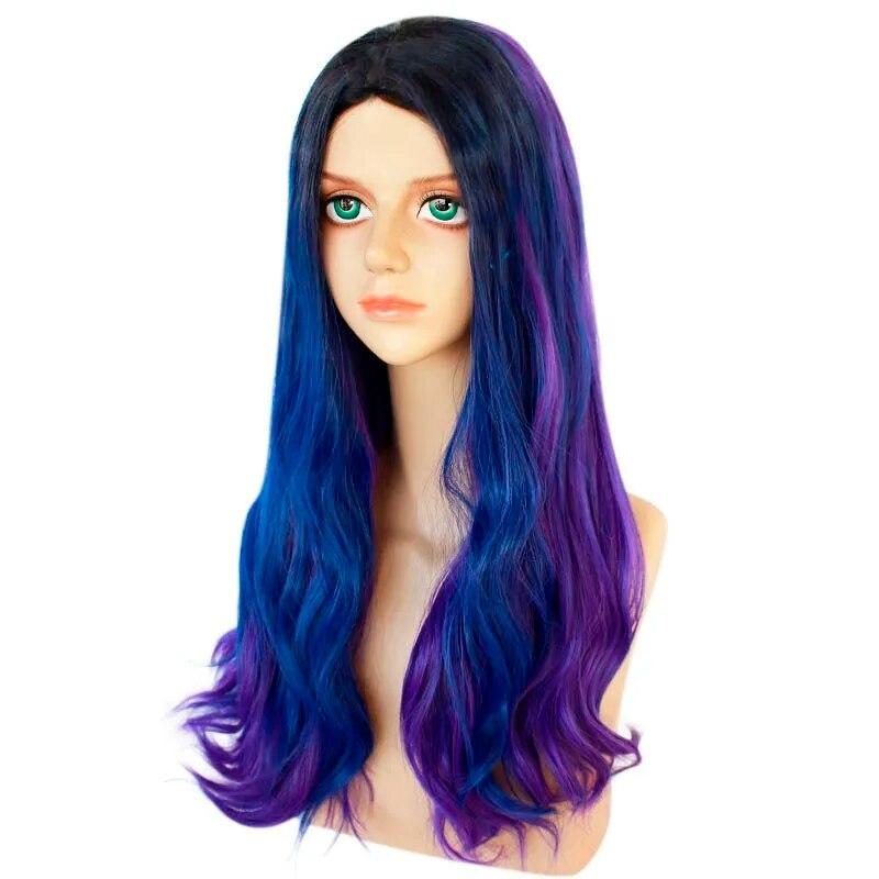 24 Inch Princess Wig for Women  Long Wavy 2 Tone Blue Purple Evie Cosplay Wig for Halloween Christmas School Thanksgiving Day